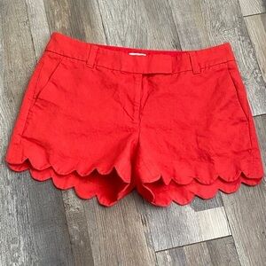 J. Crew High Waist Scarlet Scallop Shorts